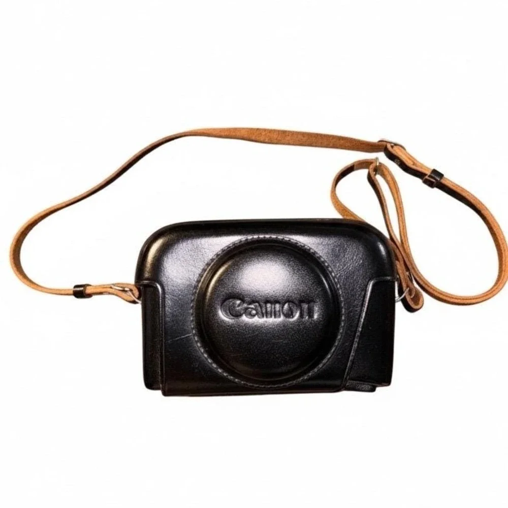 Canon Vintage Black Leather Camera Case‎ Cameras Retro Compact Protector Cover
